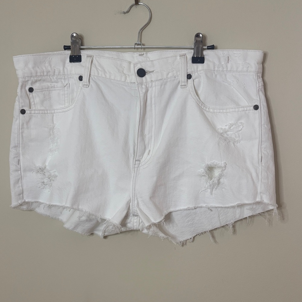Ralph Lauren 100% Cotton White Distressed Jean Shorts